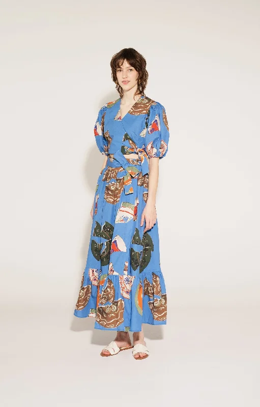 Hadik Wrap Skirt Plates Blue chiffon skirt floaty
