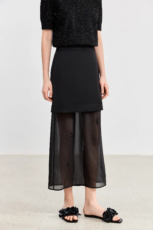 LILY Fashionable Retro Mesh Skirt spandex blend skirt