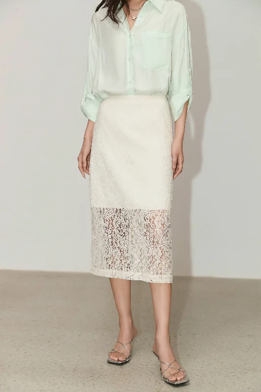 LILY Lace Straight Skirt leather skirt sleek