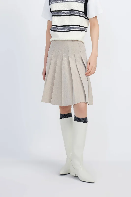 LILY Short Preppy Pleated Skirt wool skirt warm