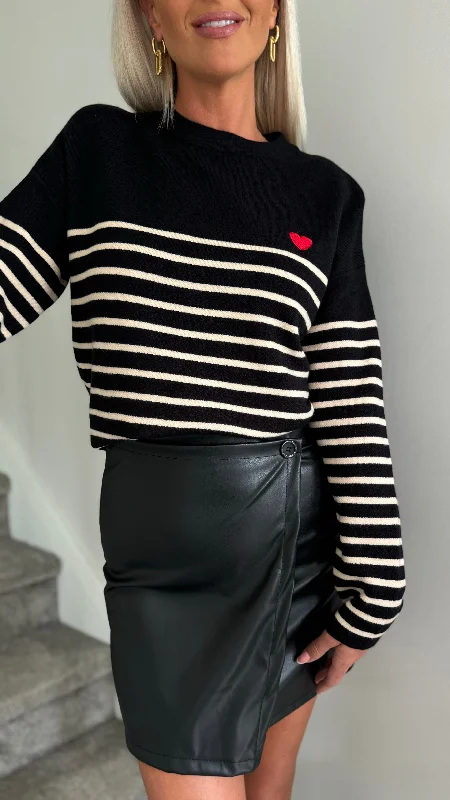 Lissandra Black Leather Look Wrap Detail Mini Skirt linen skirt airy