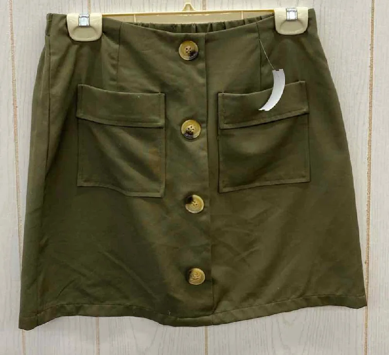 Lumiere Olive Womens Size 4 Skirt leather skirt modern