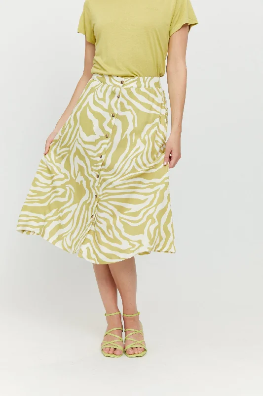 Nomi Printed Skirt Celery Green cotton skirt soft