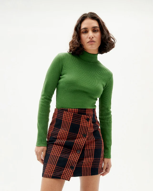 Mila Skirt Navy Checks Red corduroy skirt durable