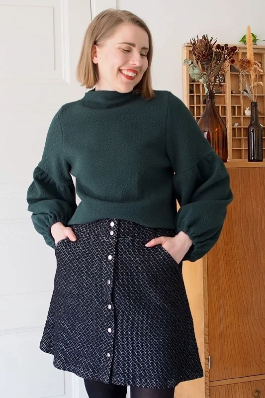 Koria Snap Button Skirt denim skirt fashionable