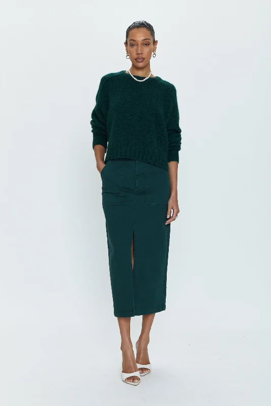 Pamela Skirt Utility Midi Skirt - Pine slim fit skirt