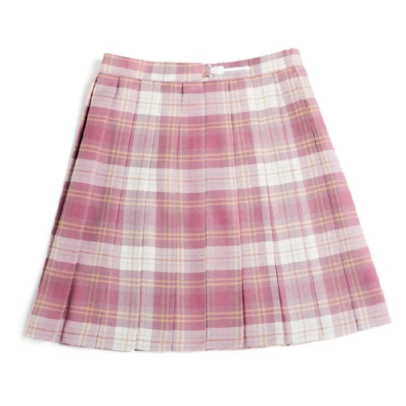 Plaid JK Uniform A-line Hight Waist Pleated Skirt velvet skirt luxurious