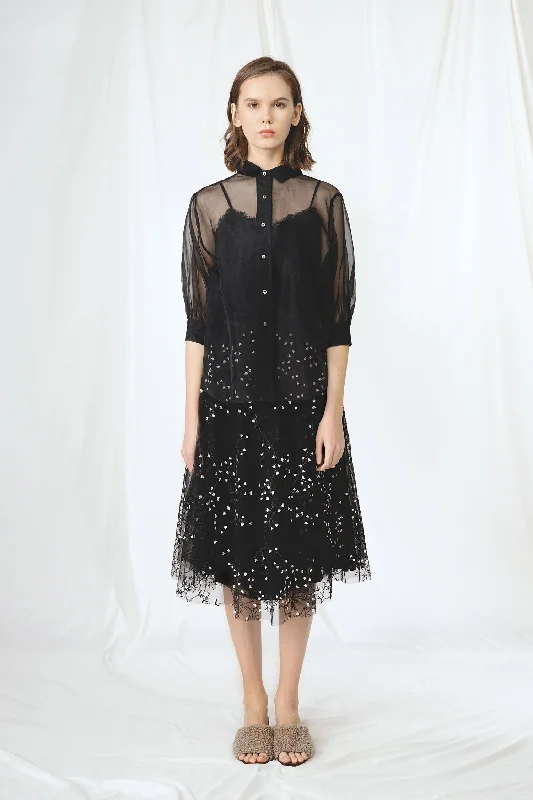 Romantic Lace Mesh Half Skirt ribbed skirt waist