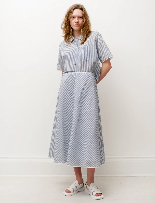 Bias Skirt Organza Blue/White Stripes relaxed fit skirt