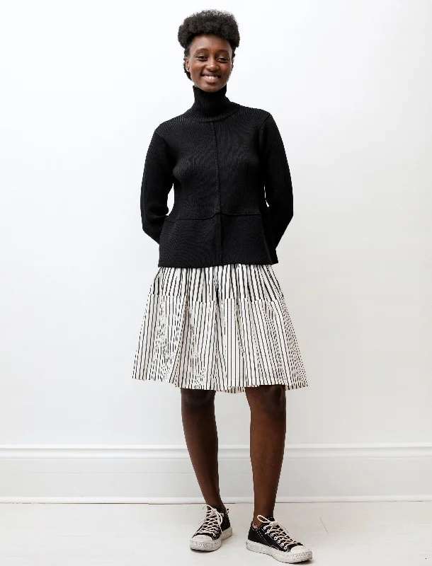 Gathered Skirt Double Stripe Print casual skirt length