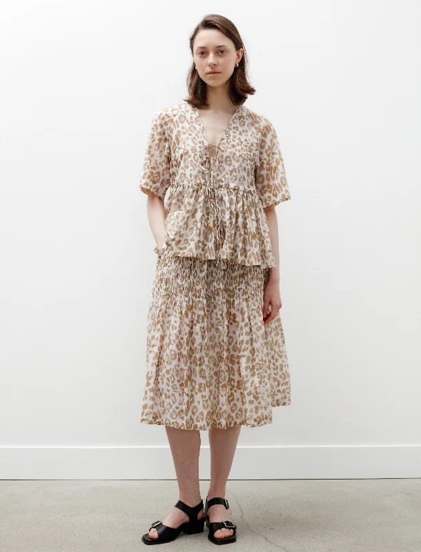 Quilted Skirt Leopard Beige velvet skirt luxurious