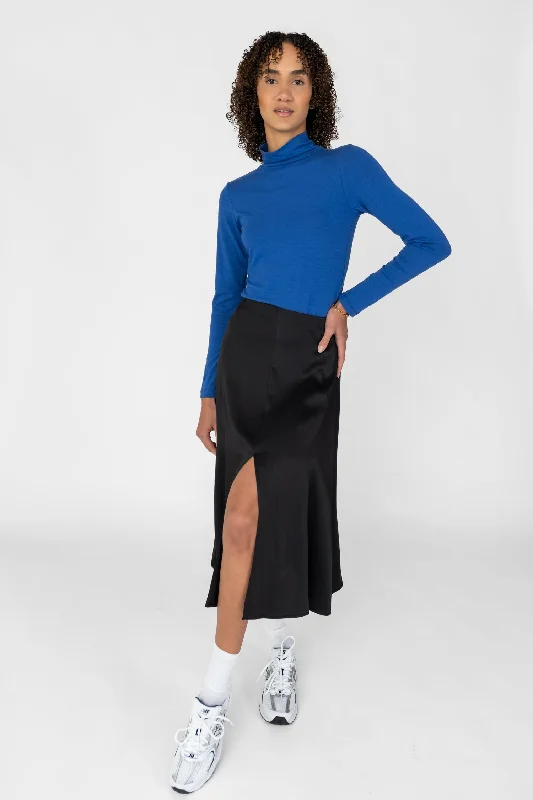 Satin Midi Skirt Black lace skirt intricate