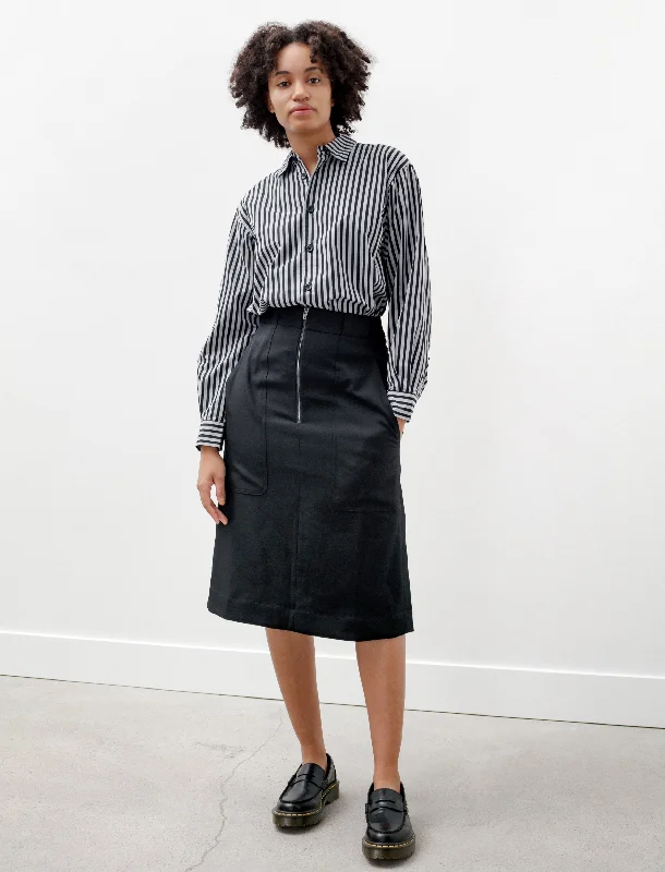 Gado Dry Wool Twill Zip Skirt Black wool skirt sturdy