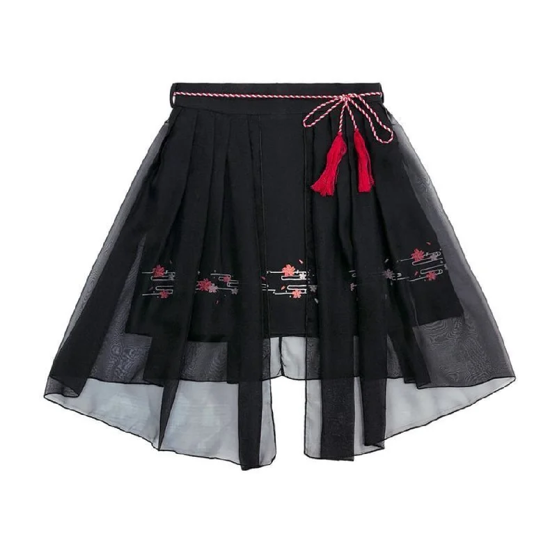 Sweet Sakura Embroidery Tassels Tulle Skirt J40008 patchwork skirt art