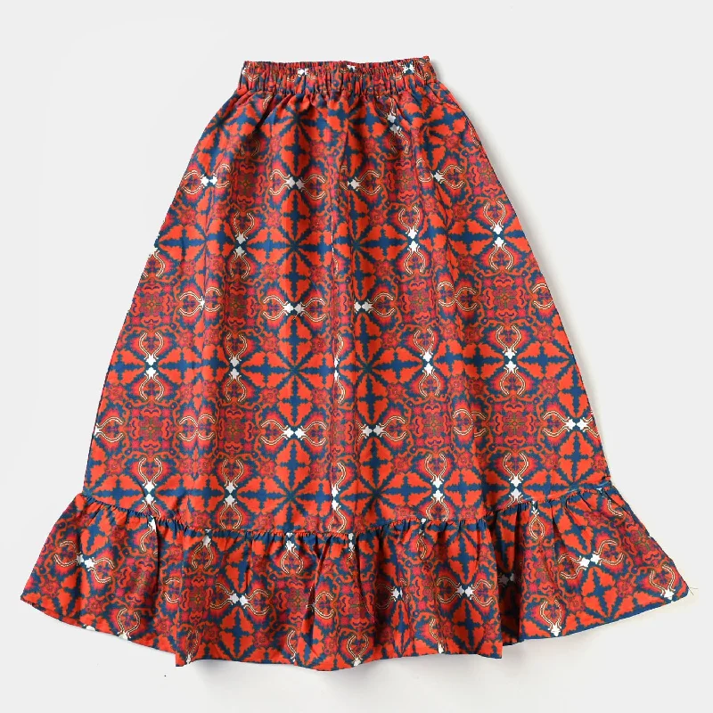 Teens Girls long Skirt Promise-ORANGE chiffon skirt delicate
