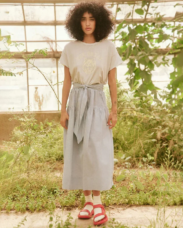 The Great - The Waltz Skirt In Light Chambray elastic waist skirt