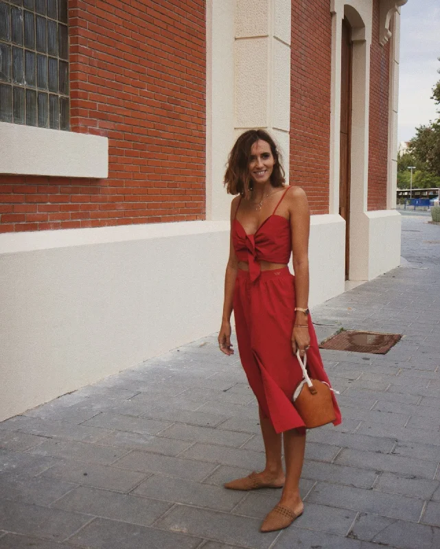 Comporta High Waist Skirt Berry silk skirt elegant