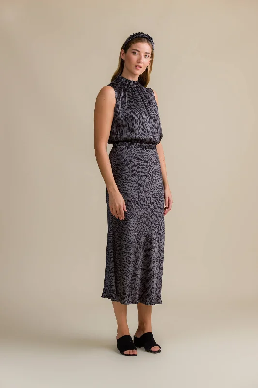 Jillian Skirt Grey velvet skirt rich