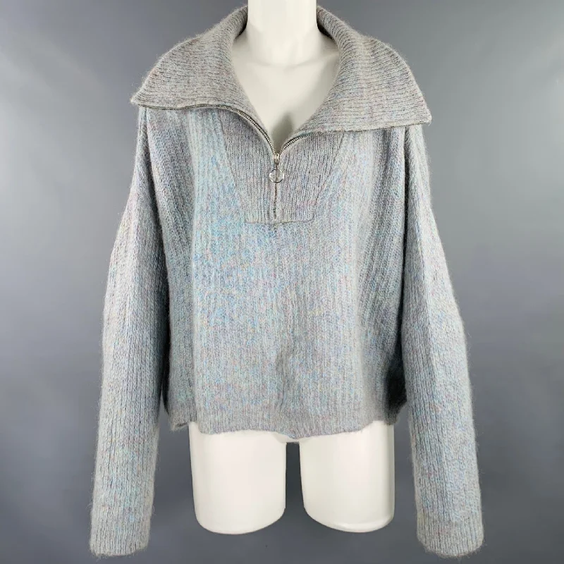 ISABEL MARANT Size 8 Blue Grey Mohair Blend 1/2 Zip Sweater