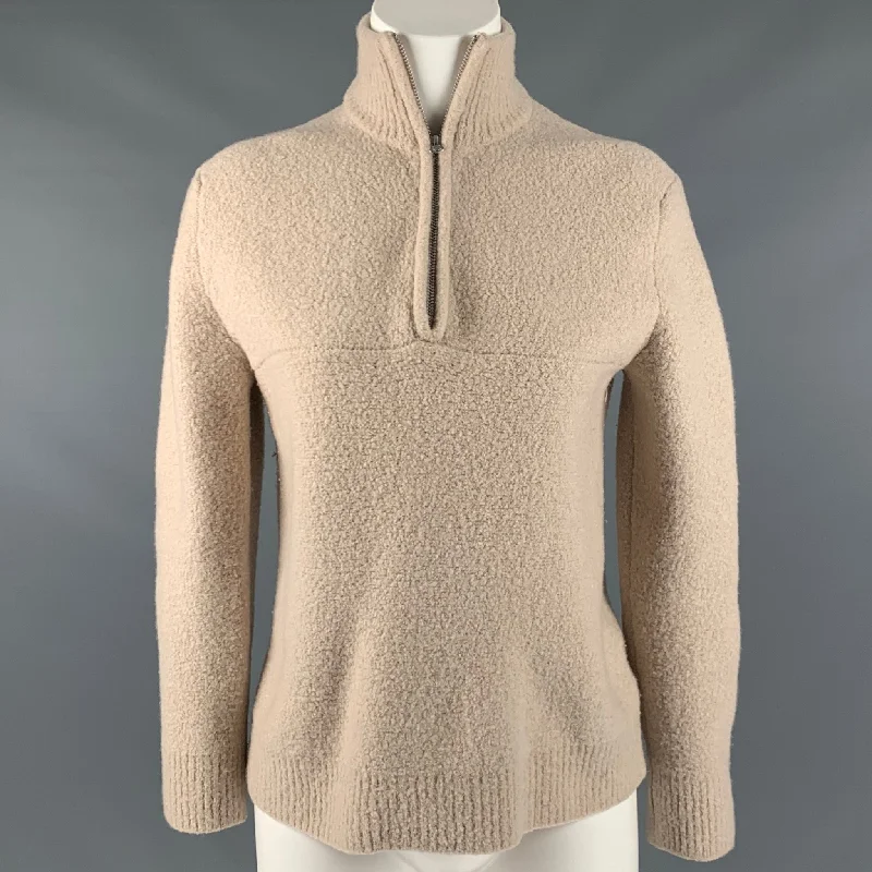 JENNI KAYNE Size S Beige Merino Wool Blend 1/4 Zip Sweater