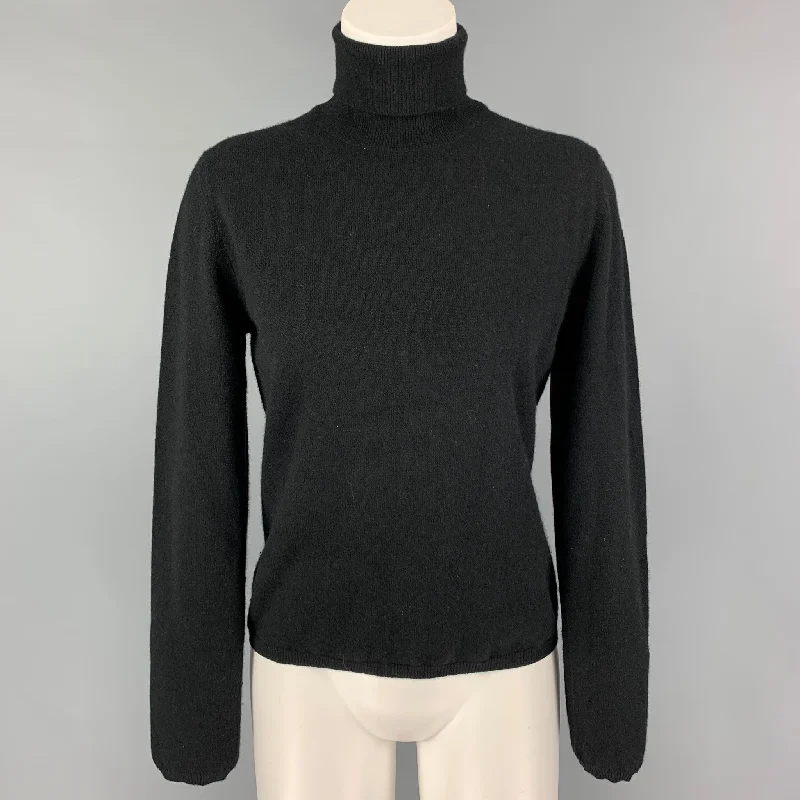 MALO Size M Black Knitted Turtleneck Sweater