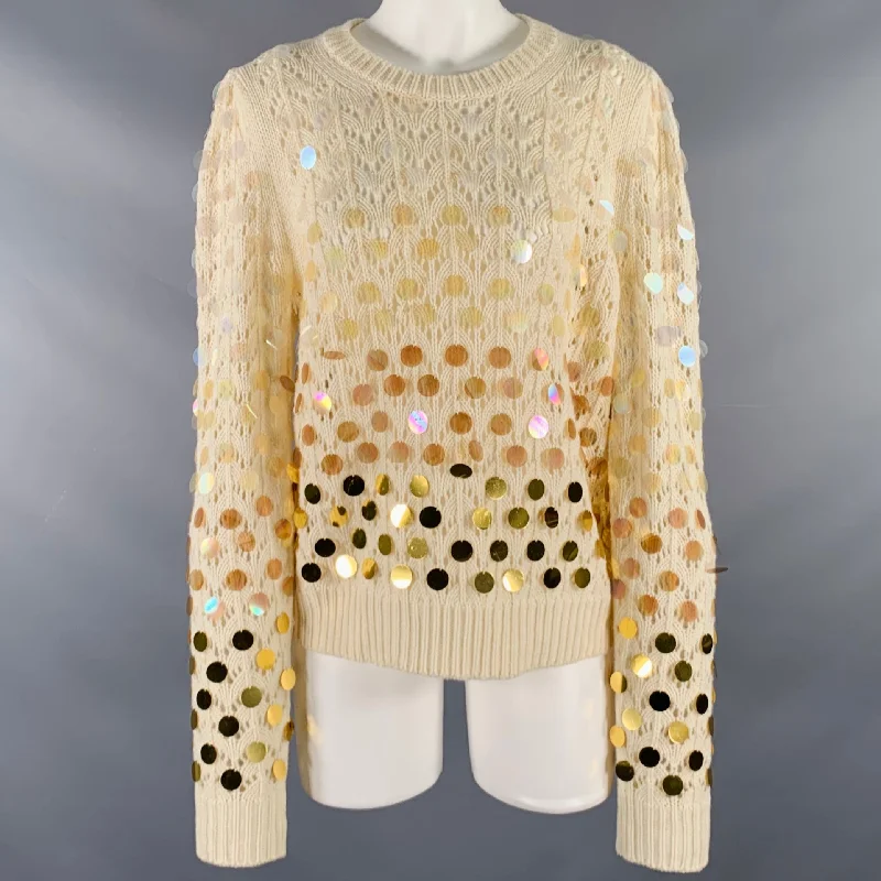 MARC JACOBS Size M Cream Gold Wool Cashmere Payettes Sweater