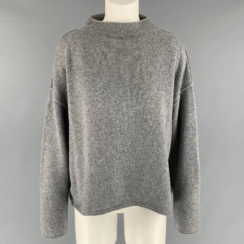 MARGARET OLEARY Size S Grey Cashmere Solid Mock Neck Sweater