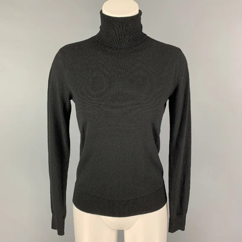 RALPH LAUREN Black Label Size M Black Merino Wool Turtleneck Sweater