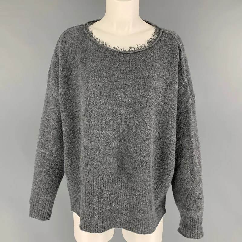 RISMAT by Y's Size M Grey Wool Nylon Knitted Mock Neck Sweater