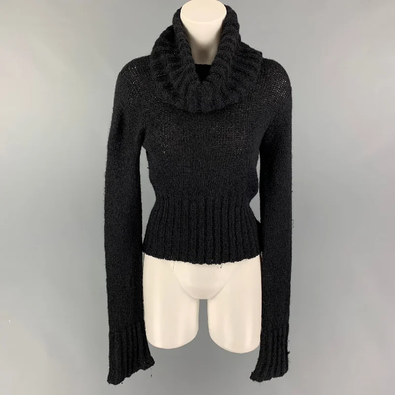 SPORTMAX Size M Black Nylon Mohair Turtleneck Sweater