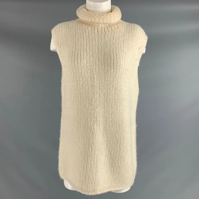 THEORY Size M Cream Alpaca Blend Sleeveless Sweater