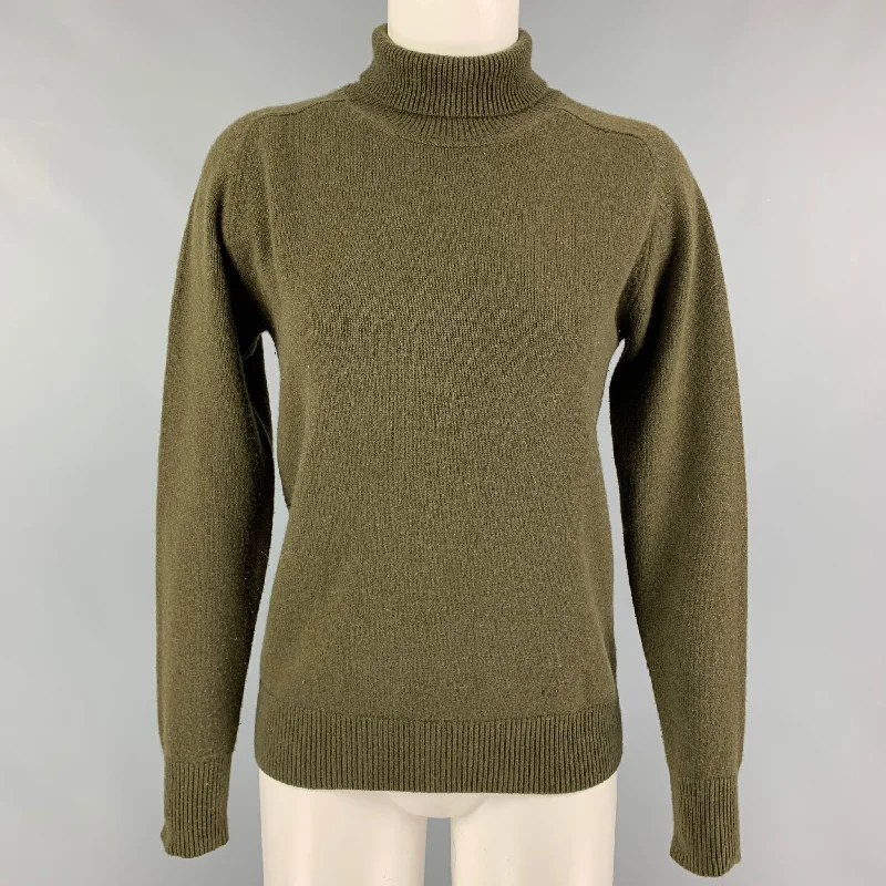 VICTORIA BECKHAM Size S Olive Cashmere Turtleneck Sweater