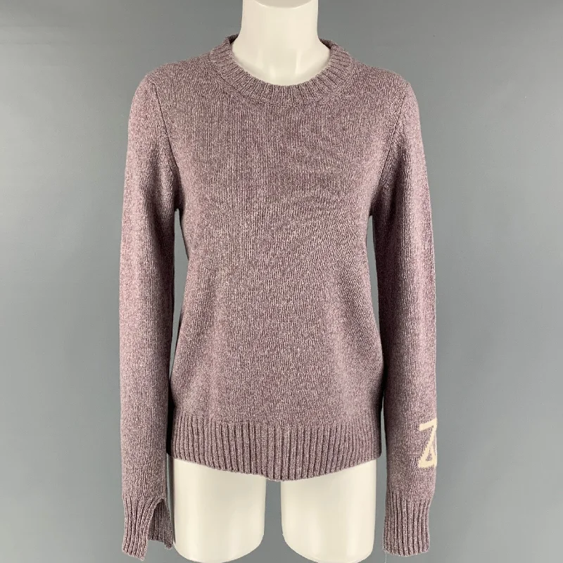 ZADIG & VOLTAIRE Purple Cream Cashmere Size M Heather Crew-Neck Sweater