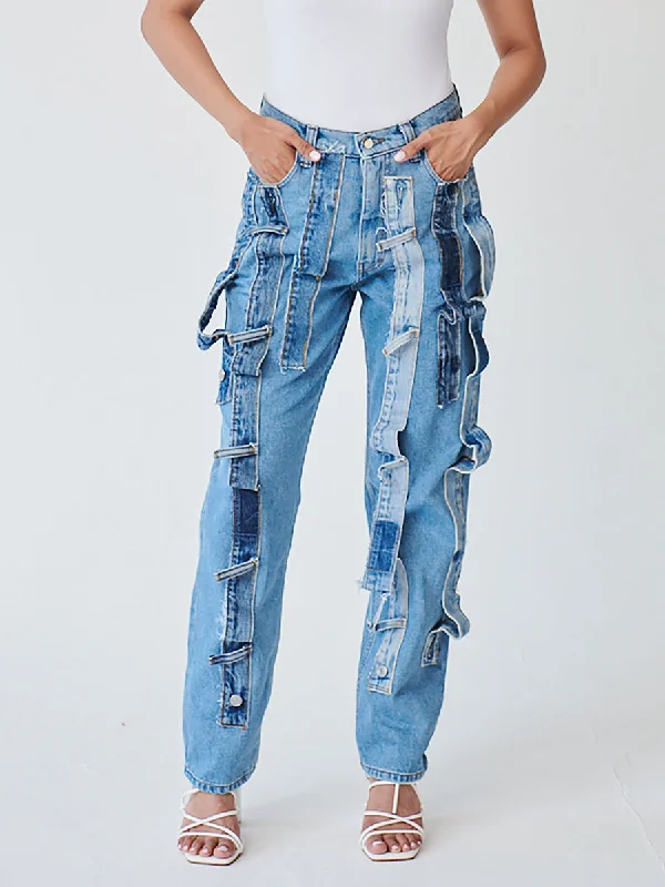 High Waisted Organic & Recycled Denim Trimmed Jeans