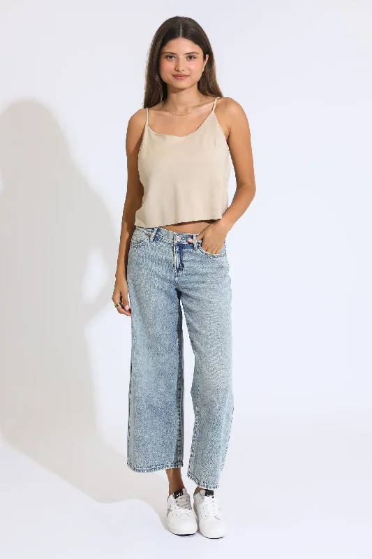 JAYCIE CLASSIC LOWRISE WIDE LEG CROP JEANS - INDIGO MEDIUM