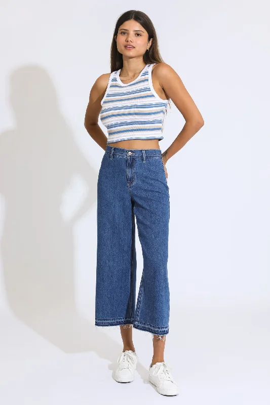 Marina Wide Leg Crop Jeans - Indigo