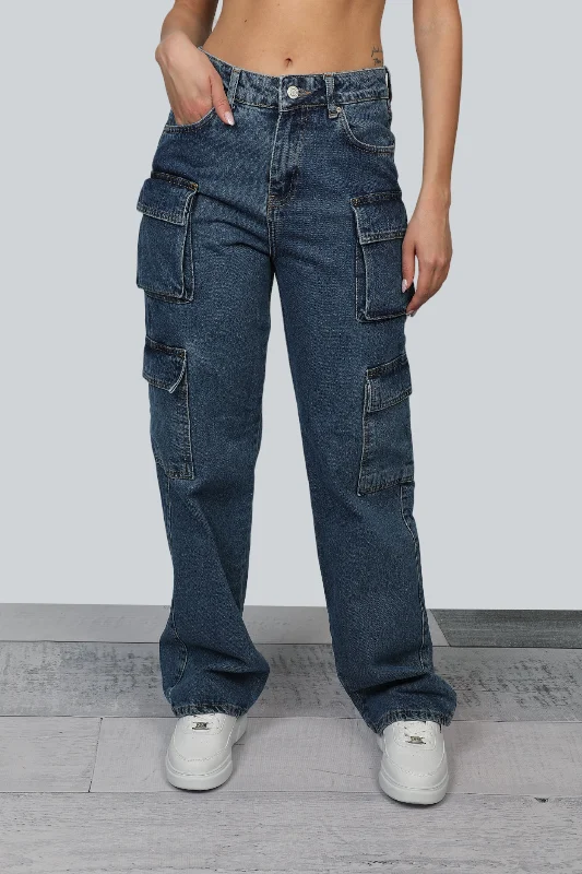 Baggy Blue Jeans With Side Pockets