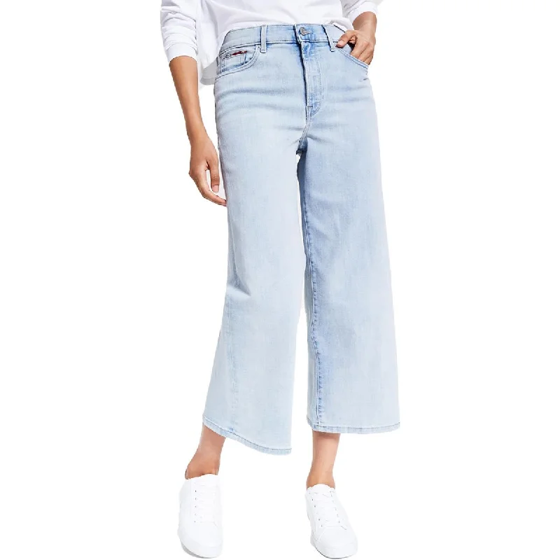 Tommy Jeans Womens High Rise Cropped Wide Leg Jeans